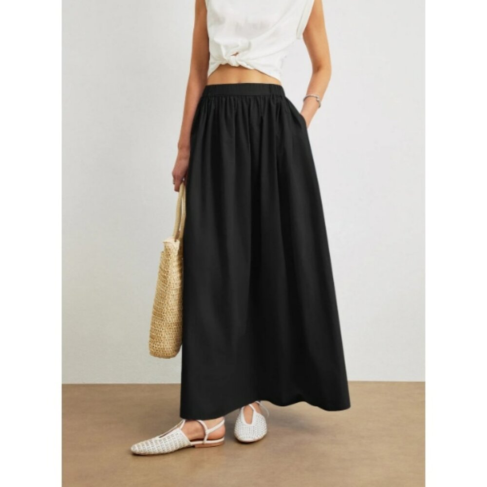 #292 Cotton A-Line Skirt With Pockets